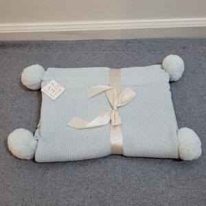 Elegant Baby  Knit Blanket with Pom Poms Cotton